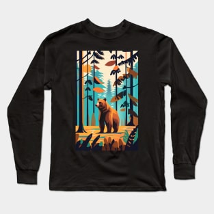 abstract autumn bear in the forest Long Sleeve T-Shirt